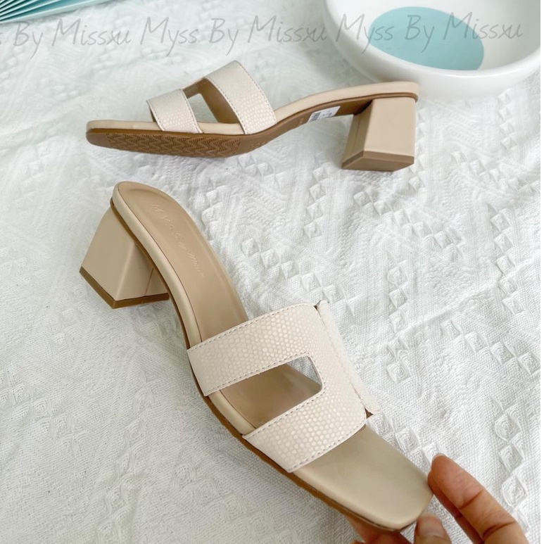 Giày guốc nữ chữ H gót trụ 5cm thời trang MYSS - SU109