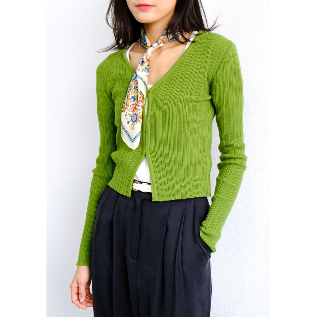 [gwilee] front hook slim cardigan - Áo khoác len Hàn Quốc