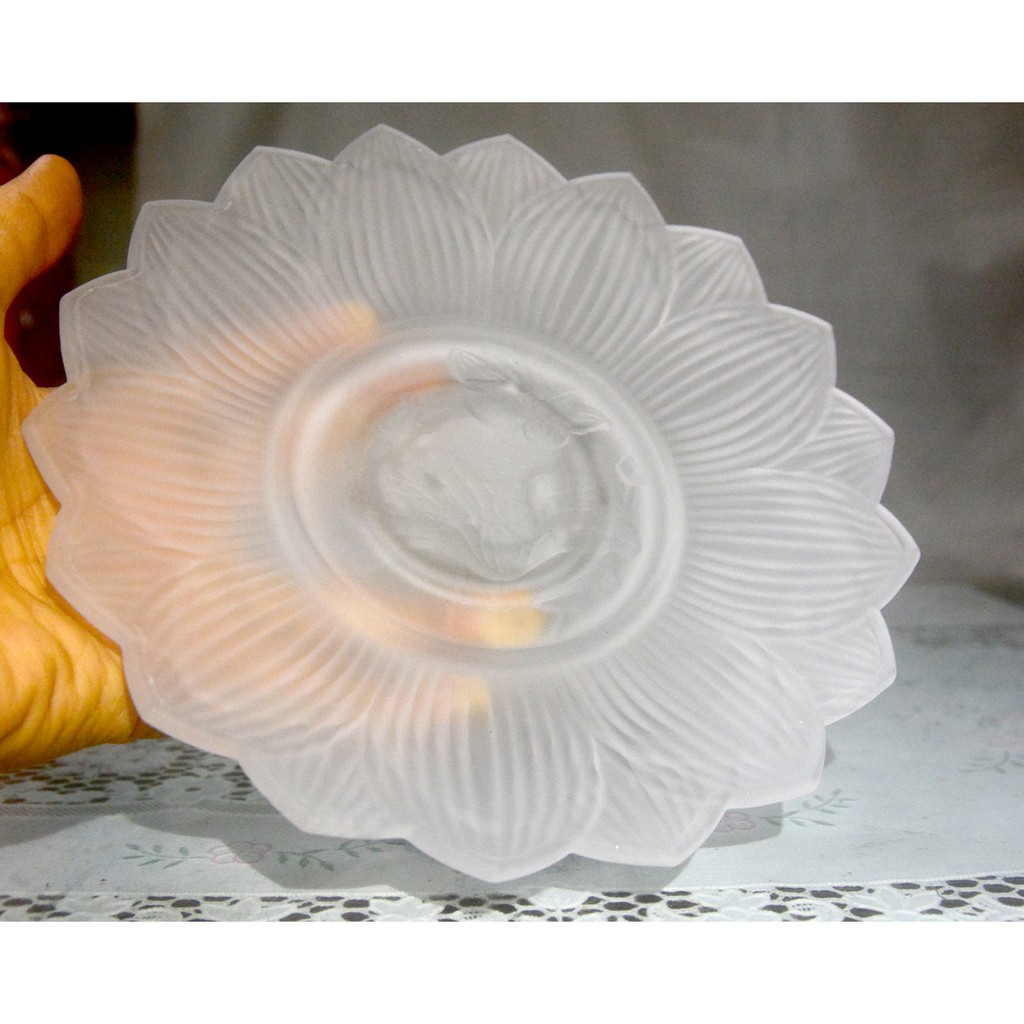 Dĩa trái cây thờ cúng lưu ly trắng-Hai cỡ