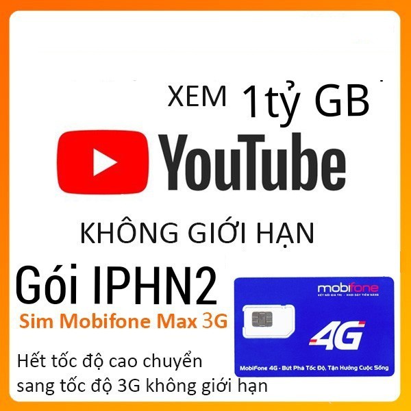 [IPHN2] Sim 4G Mobifone IPHN2 MAX DATA KHÔNG GIỚI HẠN DUNG LƯỢNG DATA