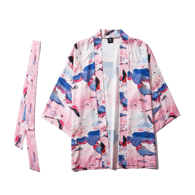 Áo khoác dáng dài phong cách Kimono Nhật Bản thời trang cho nam / nữ