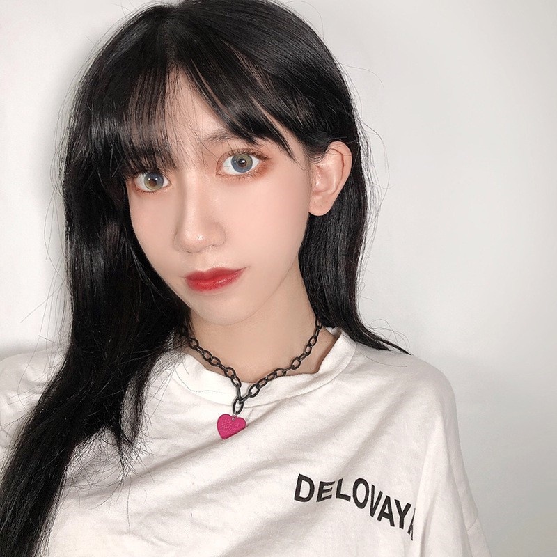 Vòng cổ nữ mặt hình trái tim bằng nhựa thời trang phong cách hip hop