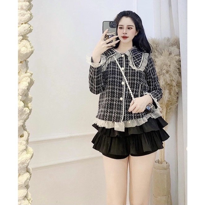 Áo Dạ Kẻ Viền Bèo Cổ Bẻ Siêu Xinh Có Ảnh Thật Kèm Video | BigBuy360 - bigbuy360.vn