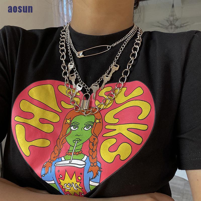 Vòng Cổ Choker Mặt Hình Ổ Khóa Và Chìa Khóa Thời Trang Cho Nữ