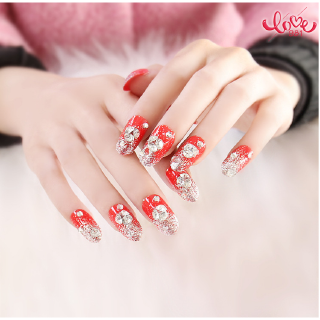 Set 24 Móng Tay Giả Đính Đá Lấp Lánh Cho Nữ