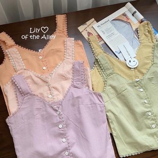 Áo tanktop khuy dọc viền ren phong cách Ulzzang Hàn Quốc