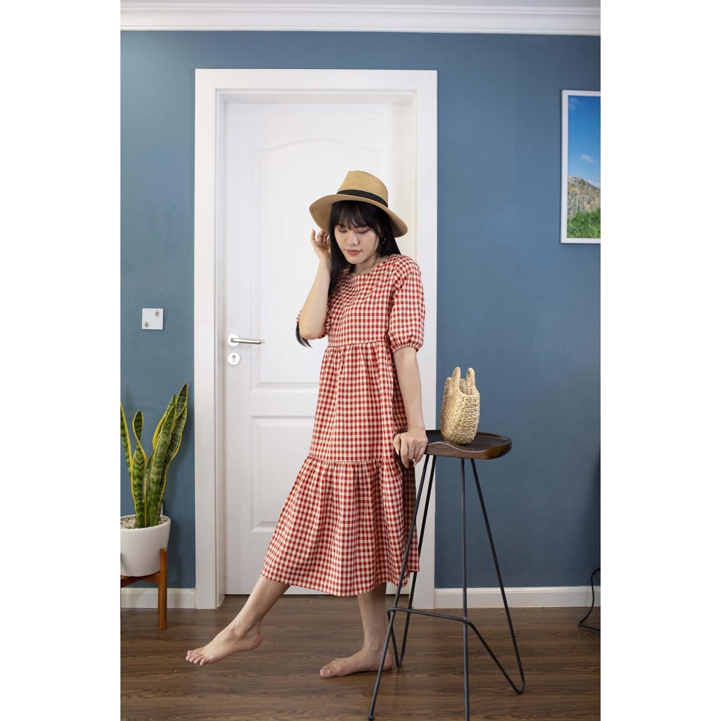 Đầm Xuông Chữ A Sọc Kẻ Hàn Quốc Dài Qua Đầu Gối, Ca Rô Dịu Dàng, Phong Cách Mùa Hè Cho Các Bạn Nữ | BigBuy360 - bigbuy360.vn