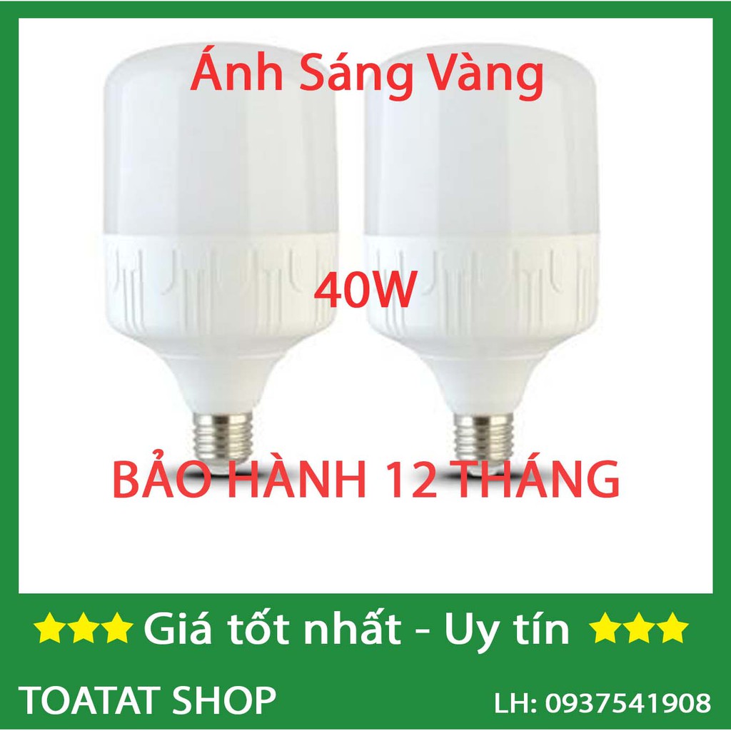 [Sĩ] Bộ 2 bóng đèn Led trụ 40W Siêu sáng - tiết kiệm điện (Ánh sáng Trắng/Vàng)