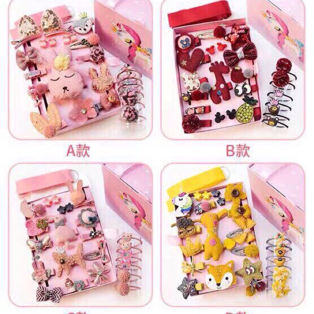 Combo 8 SET DÂY BUỘC TÓC 24 CHI TIẾT CHO BÉ