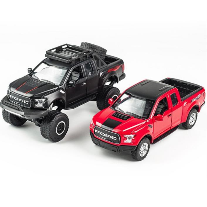 Xe mô hình Ford F150 Raptor Xe ô tô đồ chơi trẻ em bằng sắt có âm thanh động cơ và đèn mở cửa xe