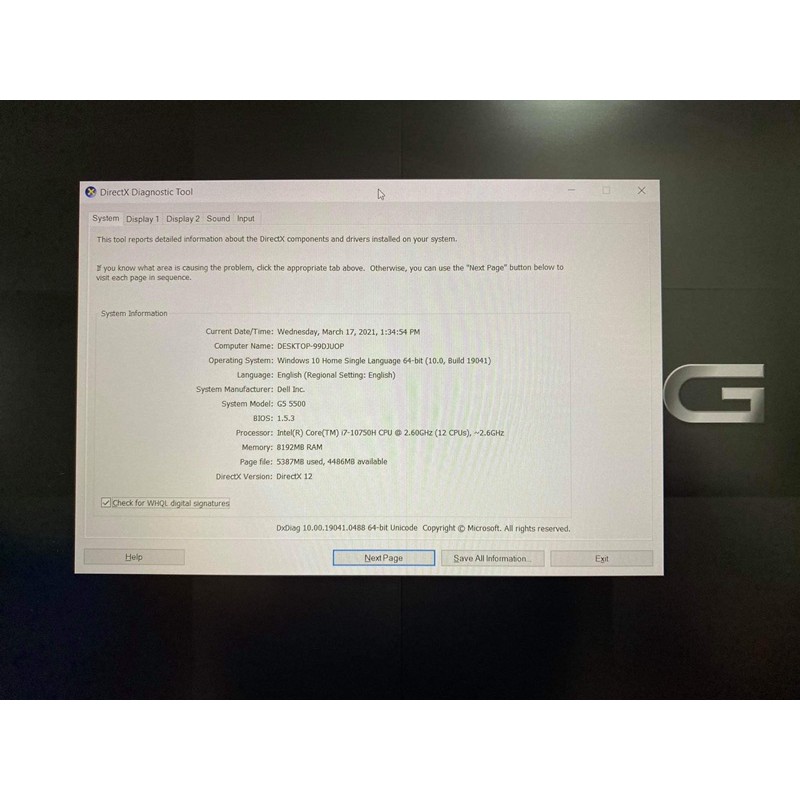 Dell Gaming G5 5500 70225485 i7-10750H/8G/SSD 512/15.6 F/GTX 1660TI 6G/Win 10/Black | BigBuy360 - bigbuy360.vn