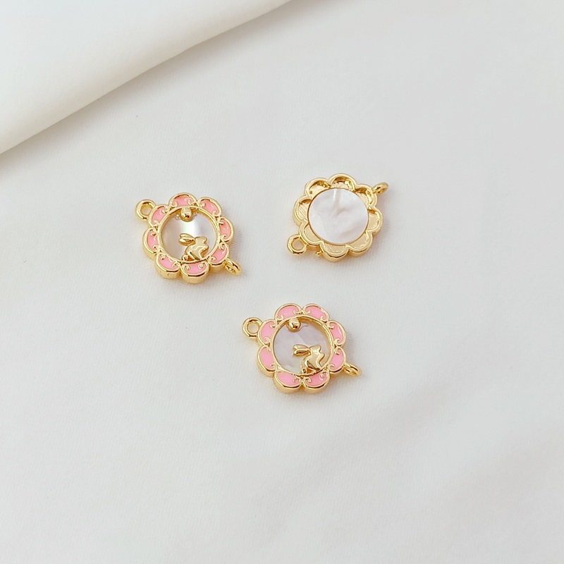 Diy Mặt Dây Chuyền diy Bằng Đồng Mạ Vàng 14K Khảm Đá Zircon Dính Hình Cỏ Bốn Lá Thỏ Fu Nhân Vật Bảo Vệ Mạnh Mẽ