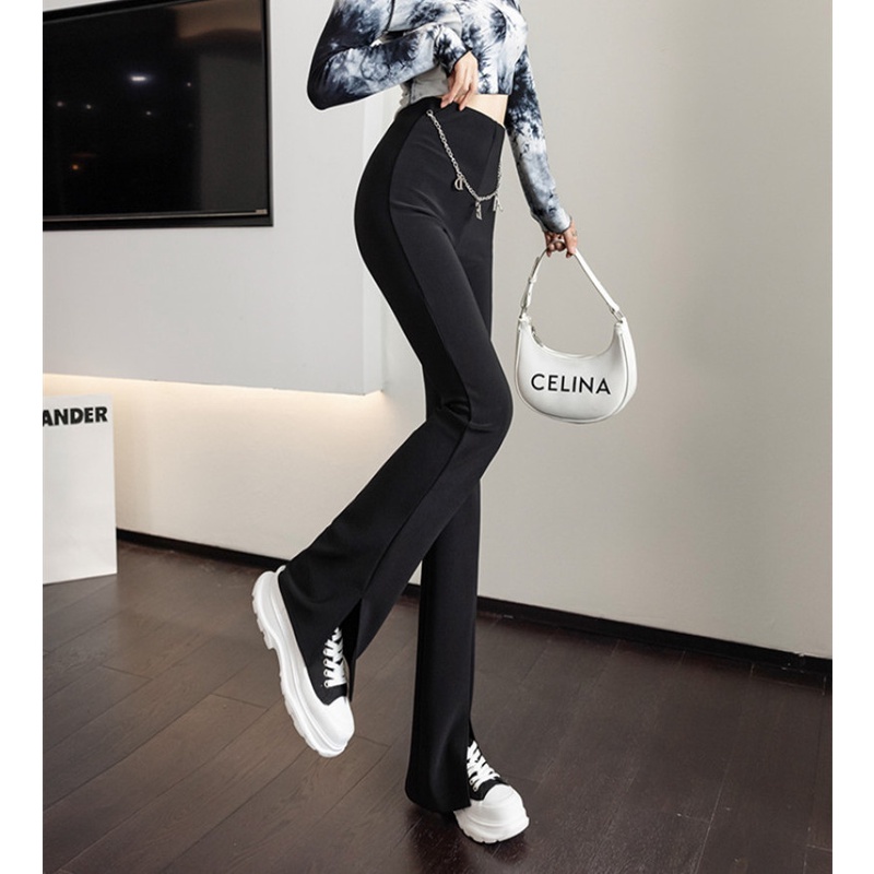 Quần dài ống loe xẻ tà thời trang mùa thu