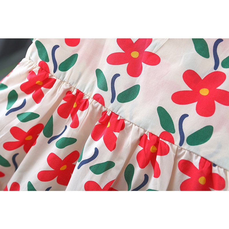 Váy hoa đuôi cá 2 màu bo tay xinh xắn dành cho bé gái 8-23kg