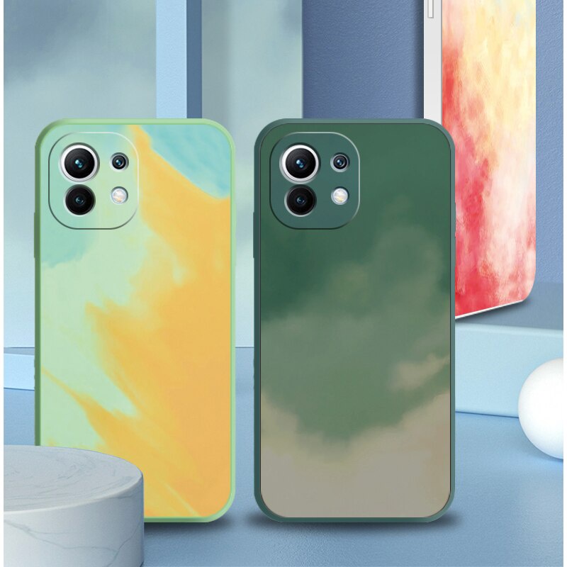 Ốp điện thoại màu Mojito cạnh vuông bảo vệ toàn diện cho Samsung Galaxy ss A03s A02s A02 A12 A32 A52s A52 A72 M32 5G 4G
