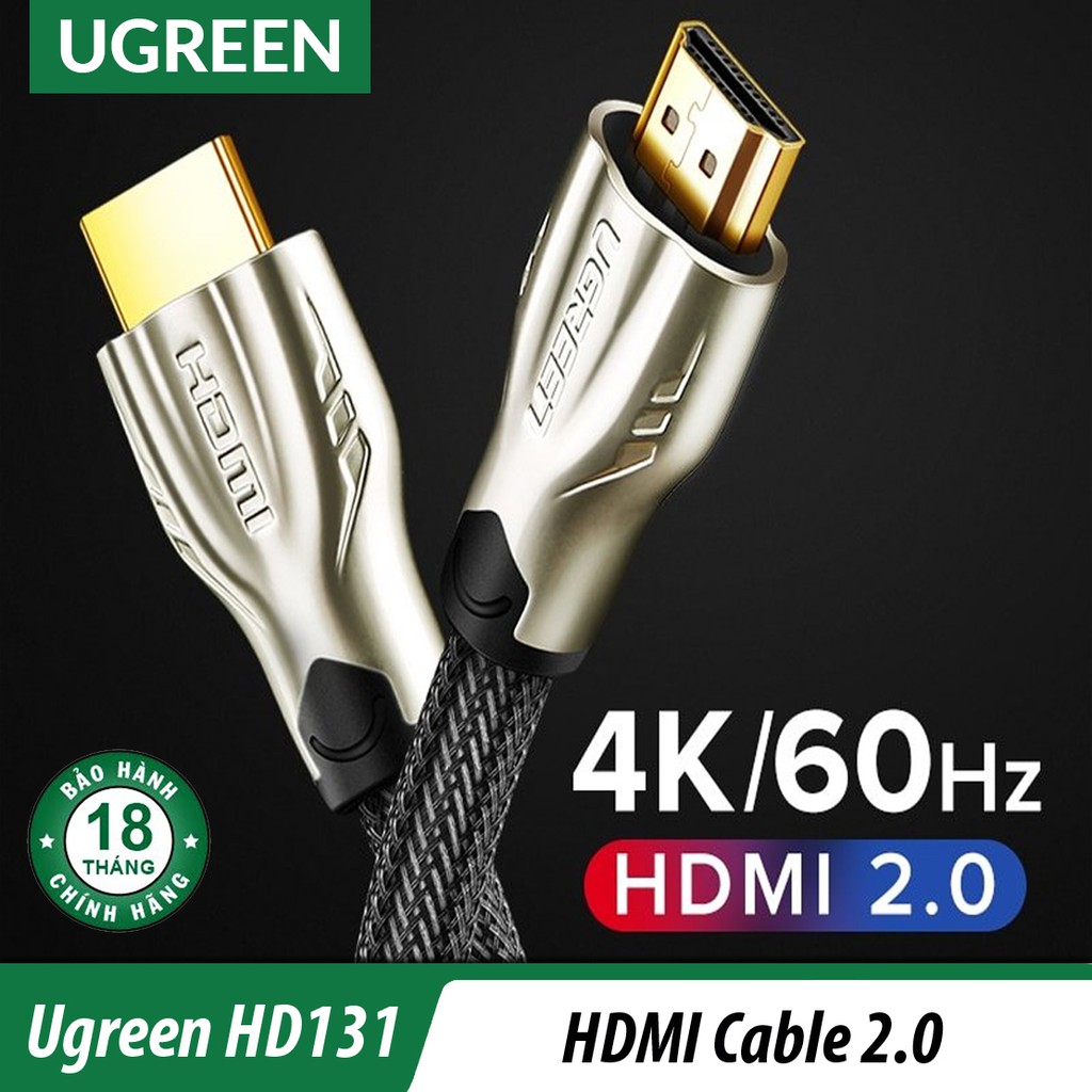 Cáp HDMI 2.0 Sợi Carbon Đầu Metal Cao Cấp | UGREEN HD131 Chính Hãng | Hỗ trợ độ phân giải UltraHD 4K/2K@60Hz