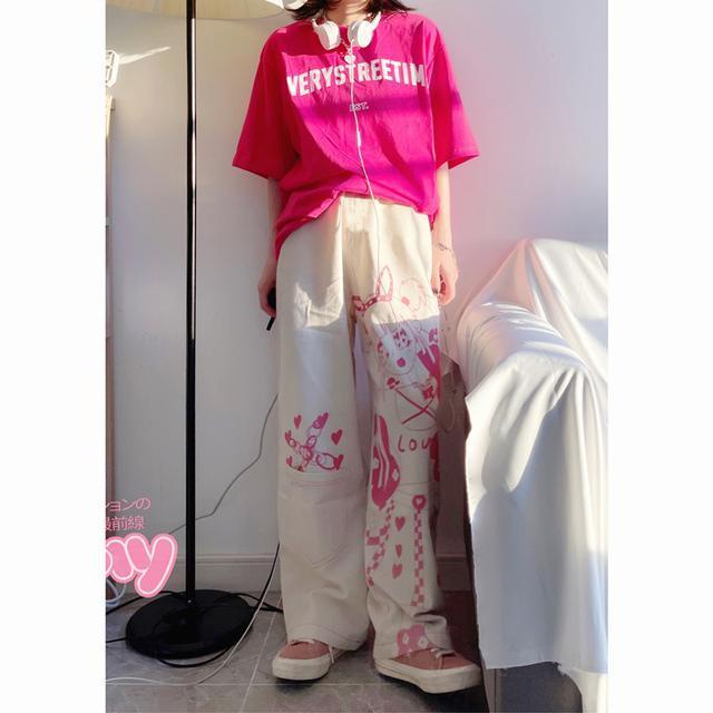 Quần Dài Ống Rộng In Họa Tiết Anime Phong Cách Nhật Bản Cho Nữ