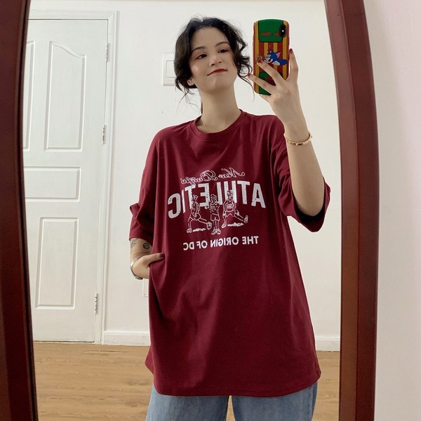 Áo Thun Athletic 3158 PEONYB Nữ [FREESHIP]  Phông form rộng tay lỡ in chữ vintage cá tính đường phố kiểu hàn quốc đẹp