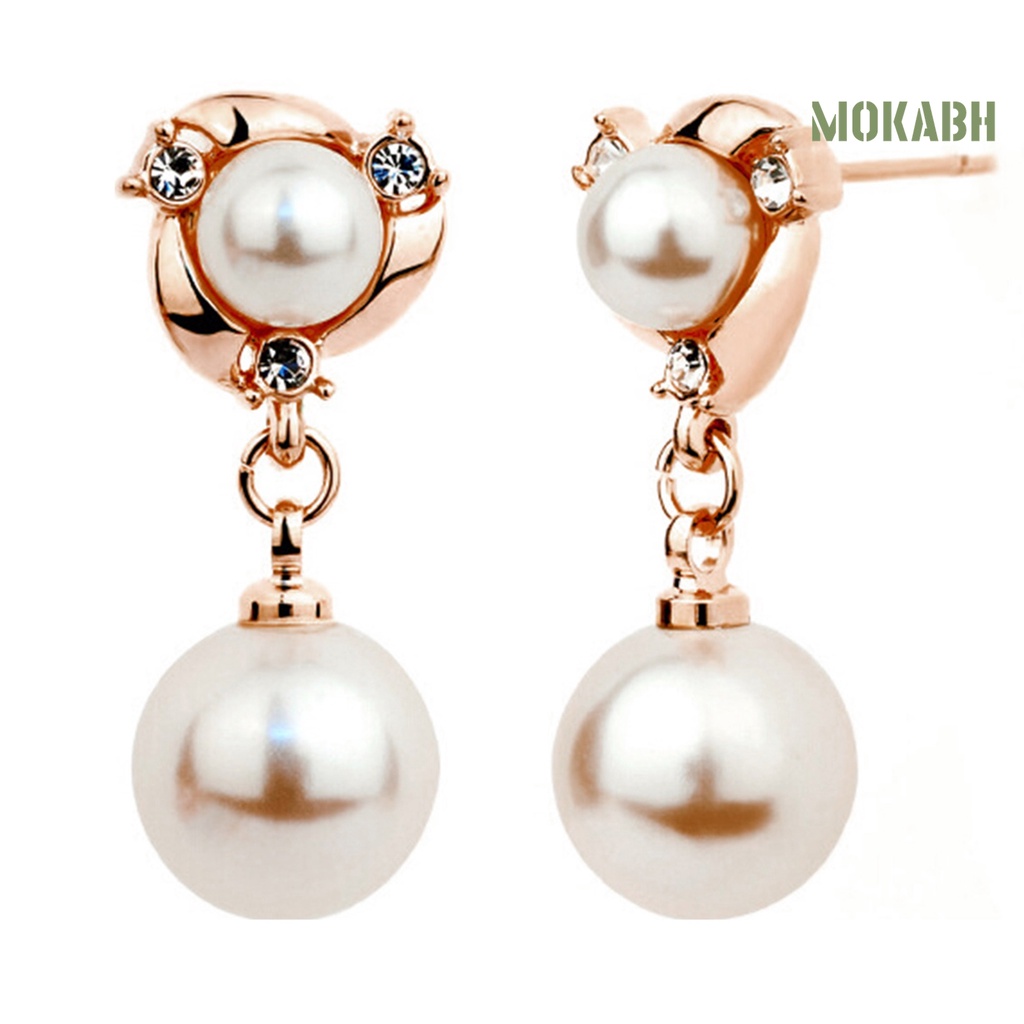 Khuyên Tai Dạng Vòng Lủng Lẳng Xỏ Hạt Ngọc Trai Nhân Tạo Phối Tua Rua 2 Màu Thời Trang Dự Tiệc