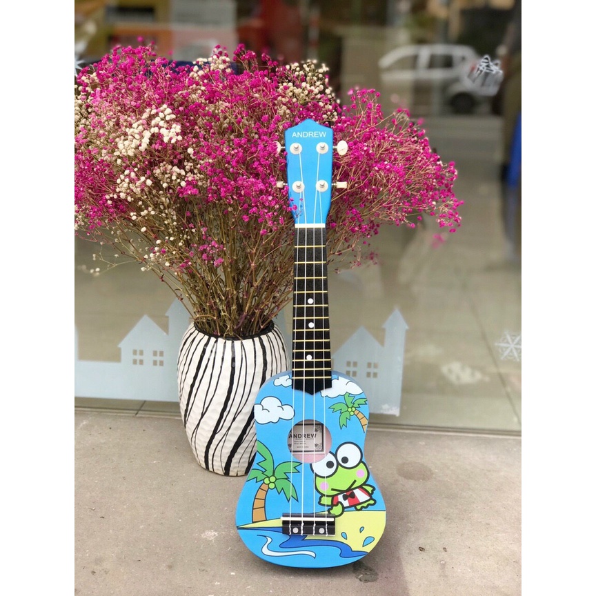 Đàn ukulele soprano 21’ hình dễ thương Andrew tặng pick và gt tự học