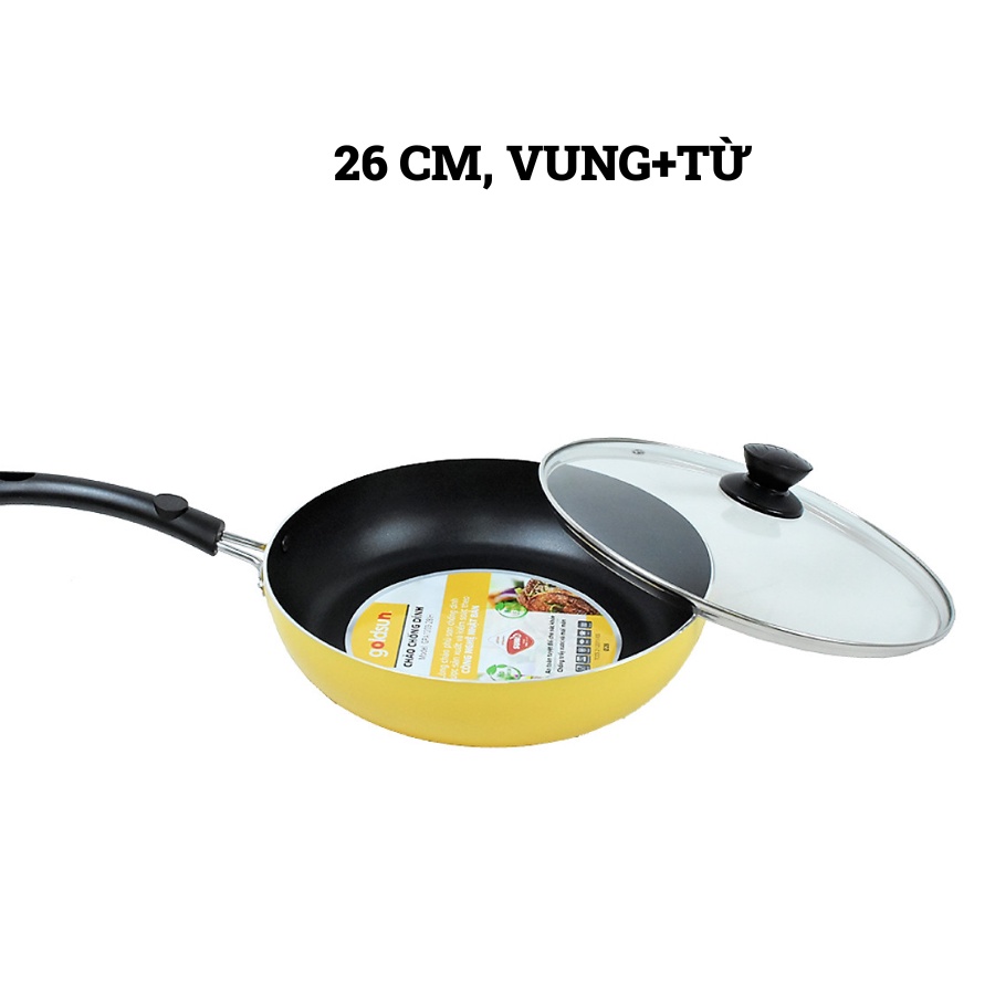 Chảo chống dính Goldsun GPA1004-20IH, GPA1203-26IH, GPA1203-28IH, Có nắp đậy tiện dụng, Bảo hành 12 tháng