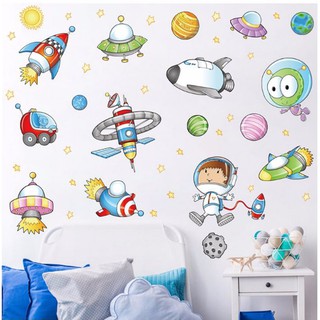 Decal dán tường tàu du hành vũ trụ dán tường phòng bé
