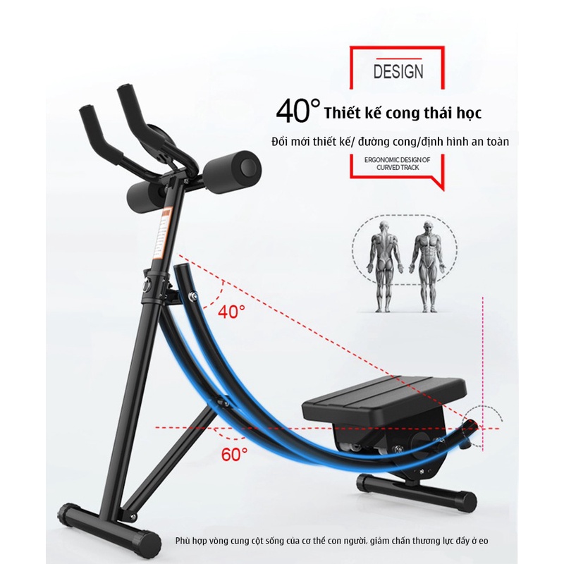 Máy tập cơ bụng giảm mỡ tăng cơ có thể gấp gọn tải trọng 120kg, máy gập bụng tập gym tại nhà không tiếng ồn