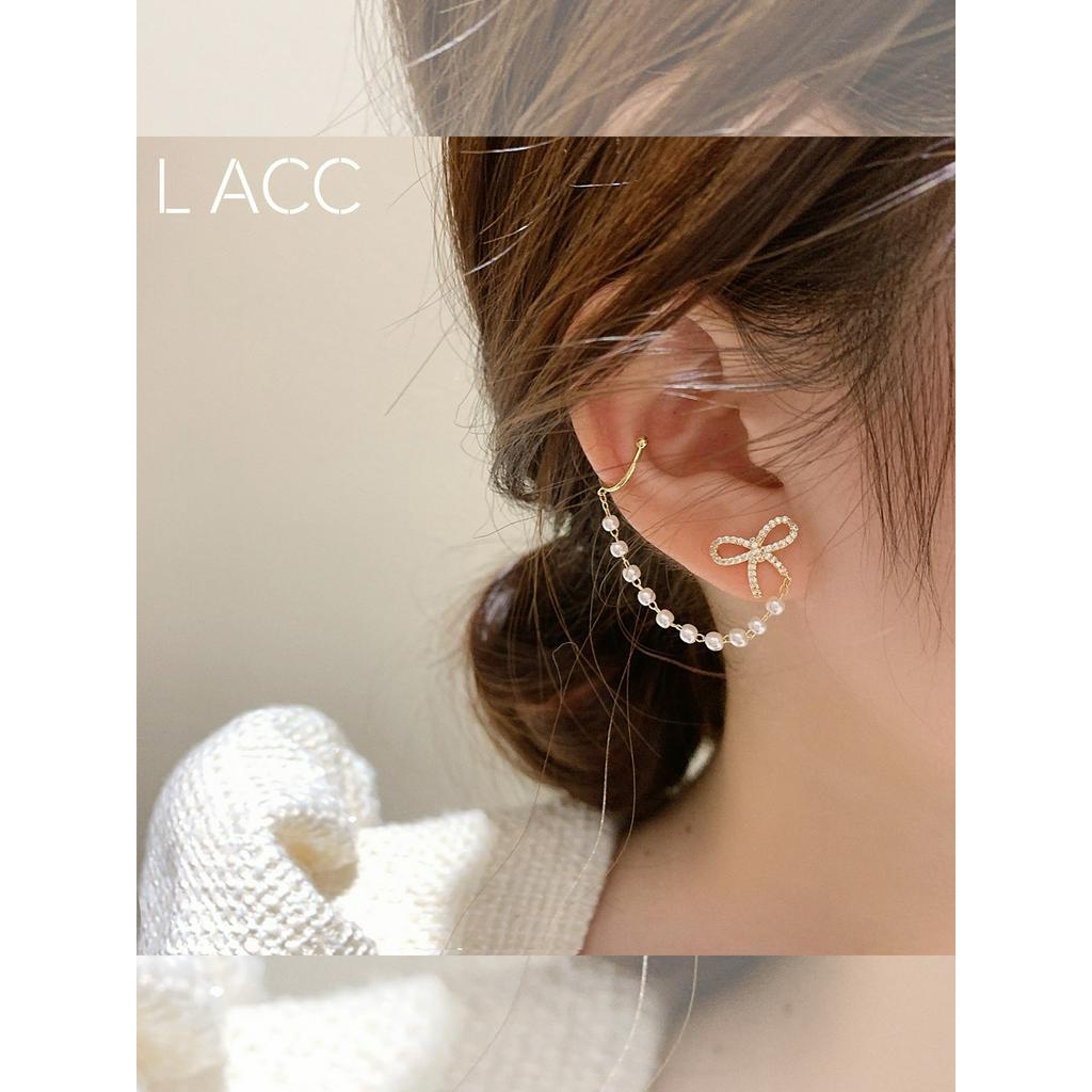Khuyên Tai LEOSOXS Bằng Bạc 925 Đính Nơ Và Ngọc Trai Sang Trọng Cho Nữ