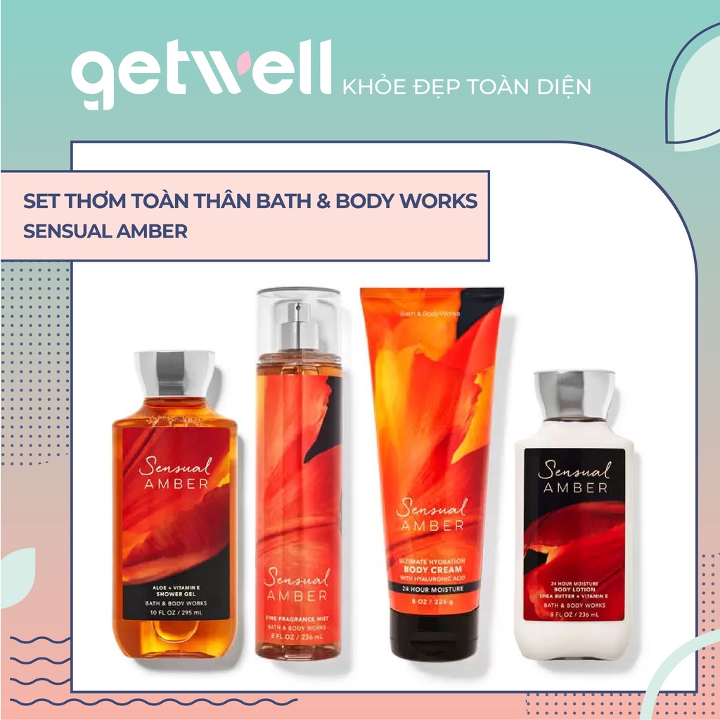 SENSUAL AMBER Sản Phẩm Tắm Dưỡng Xịt Thơm Toàn Thân Bath & Body Works Body Lotion Body Mist Shower Gel