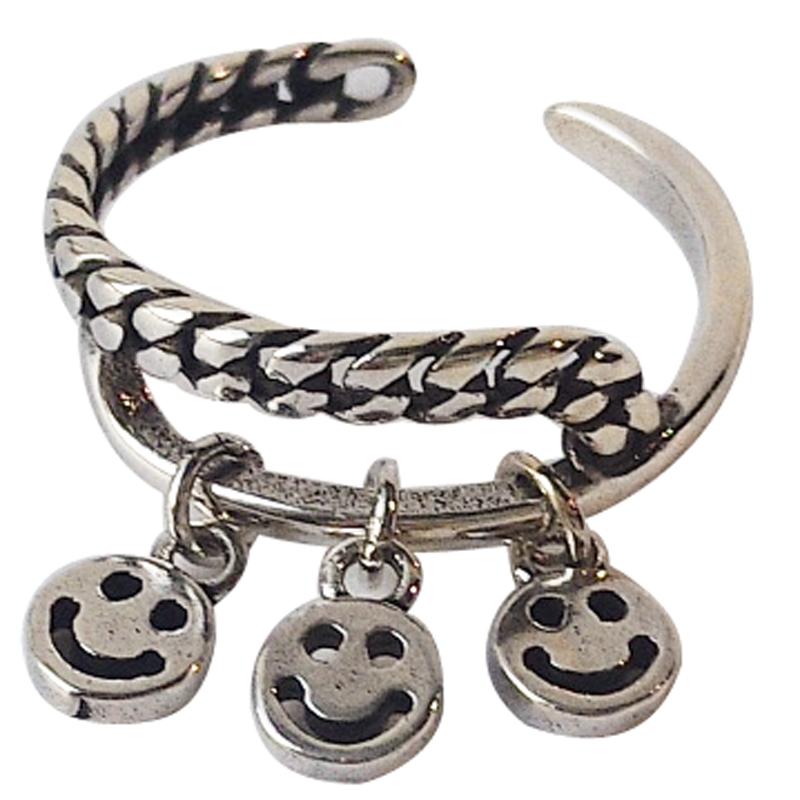 Nhẫn Hai Lớp Hình Mặt Cười Dây Xích Thời Trang Cho Nam Và Nữ 23373