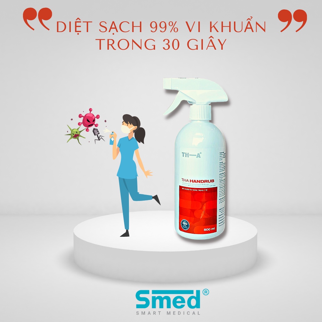 Xịt nước rửa tay khô diệt khuẩn TH.A handrub 500ml cổ cò vòi xịt | BigBuy360 - bigbuy360.vn