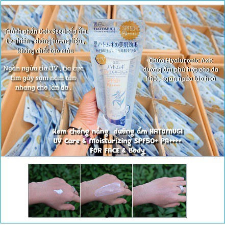 [Có Tem] Kem Chống Nắng Dạng Gel Sữa Cho Da Mặt Hatomugi UV Care & Moisturizing SPF50+ PA++++ 80g - Nhật Bản [New] | BigBuy360 - bigbuy360.vn