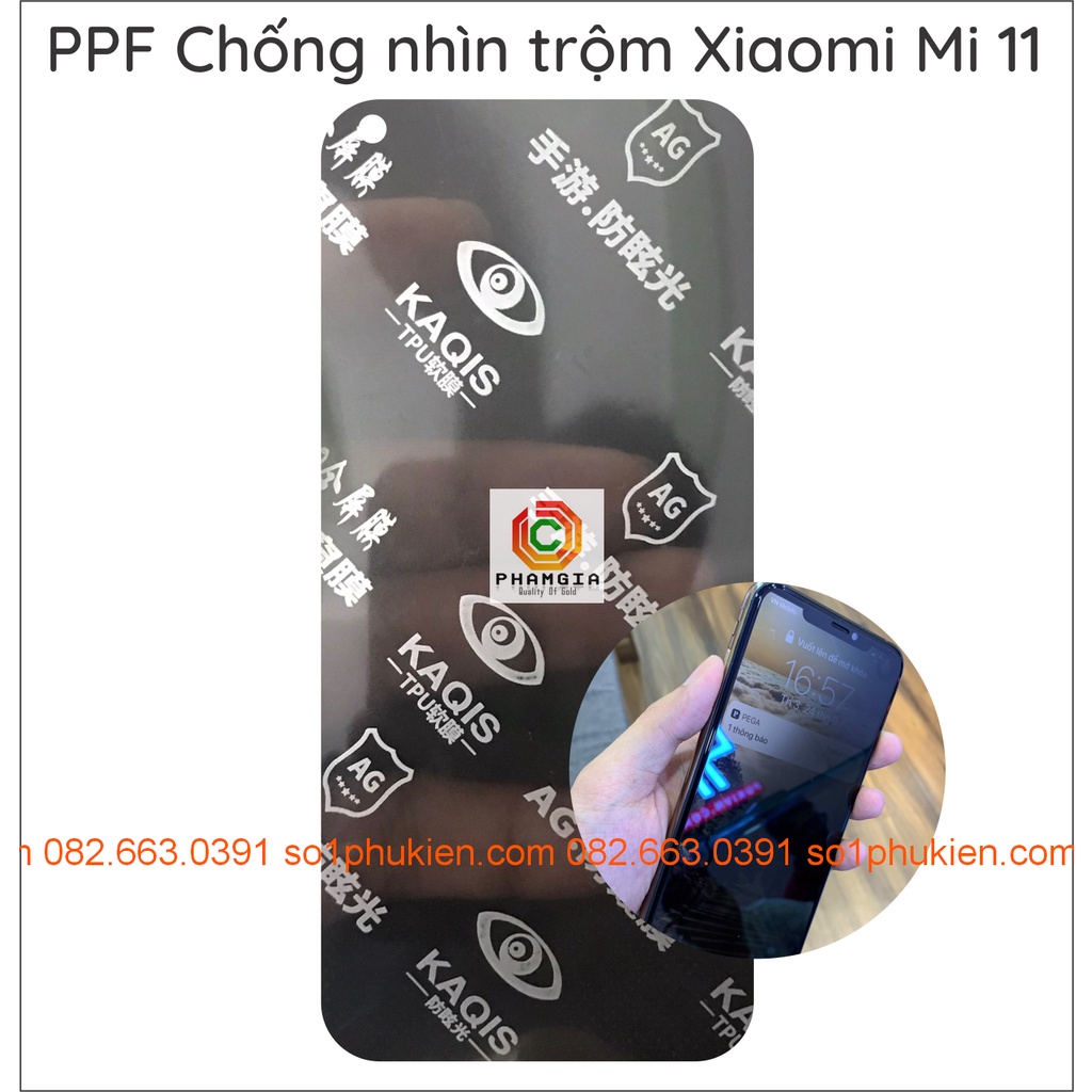 Dán PPF dẻo chống nhìn trộm Xiaomi Mi 11 siêu bền, tự phục hồi vết thương