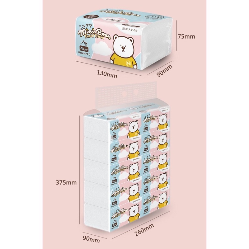 Khăn giấy khô Minibear 4 lớp 300 tờ