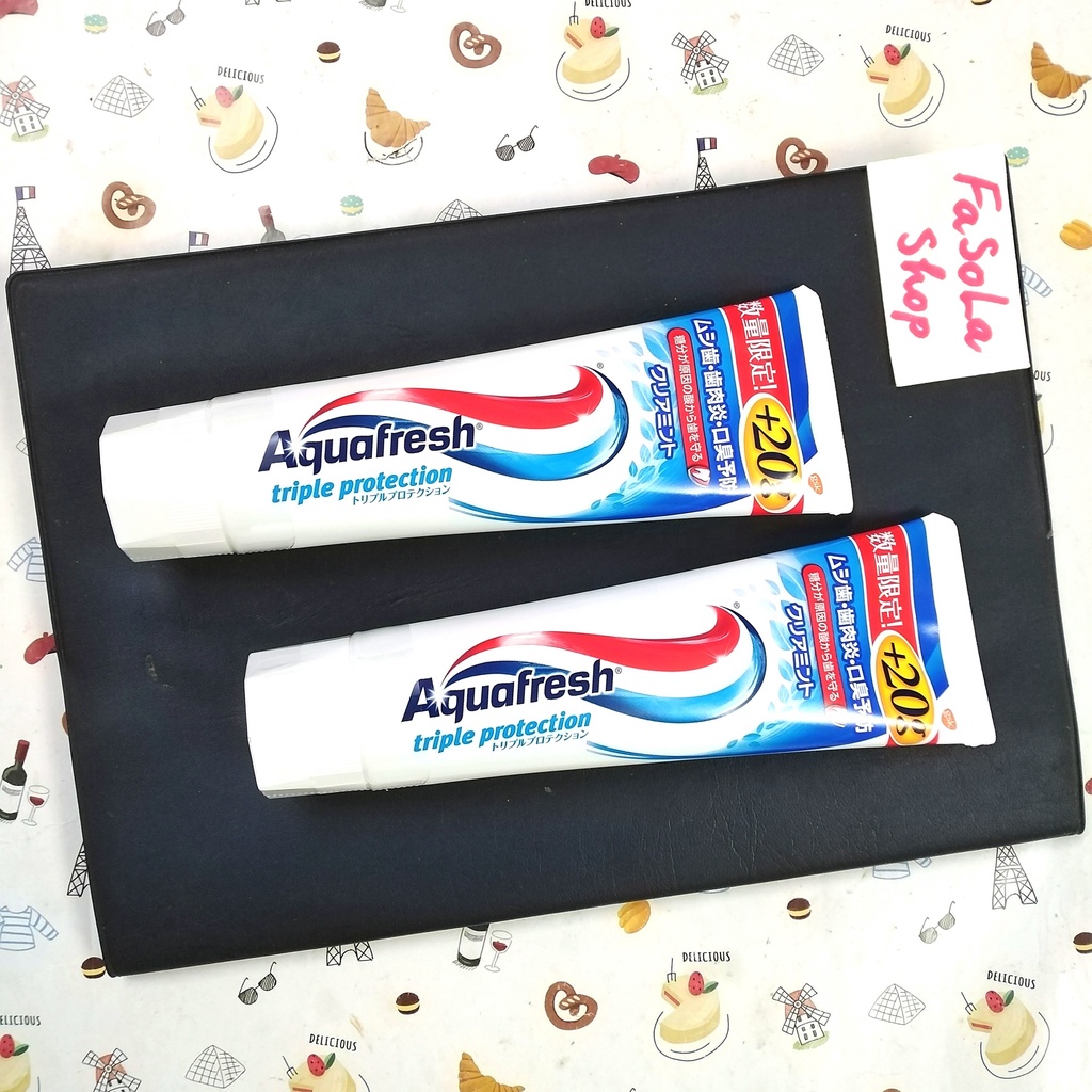 Kem đánh răng AQUAFRESH 160g Nhật Bản Triple Protectiom trắng răng ngừa sâu răng thơm miệng khử mùi hôi earth aqua fresh