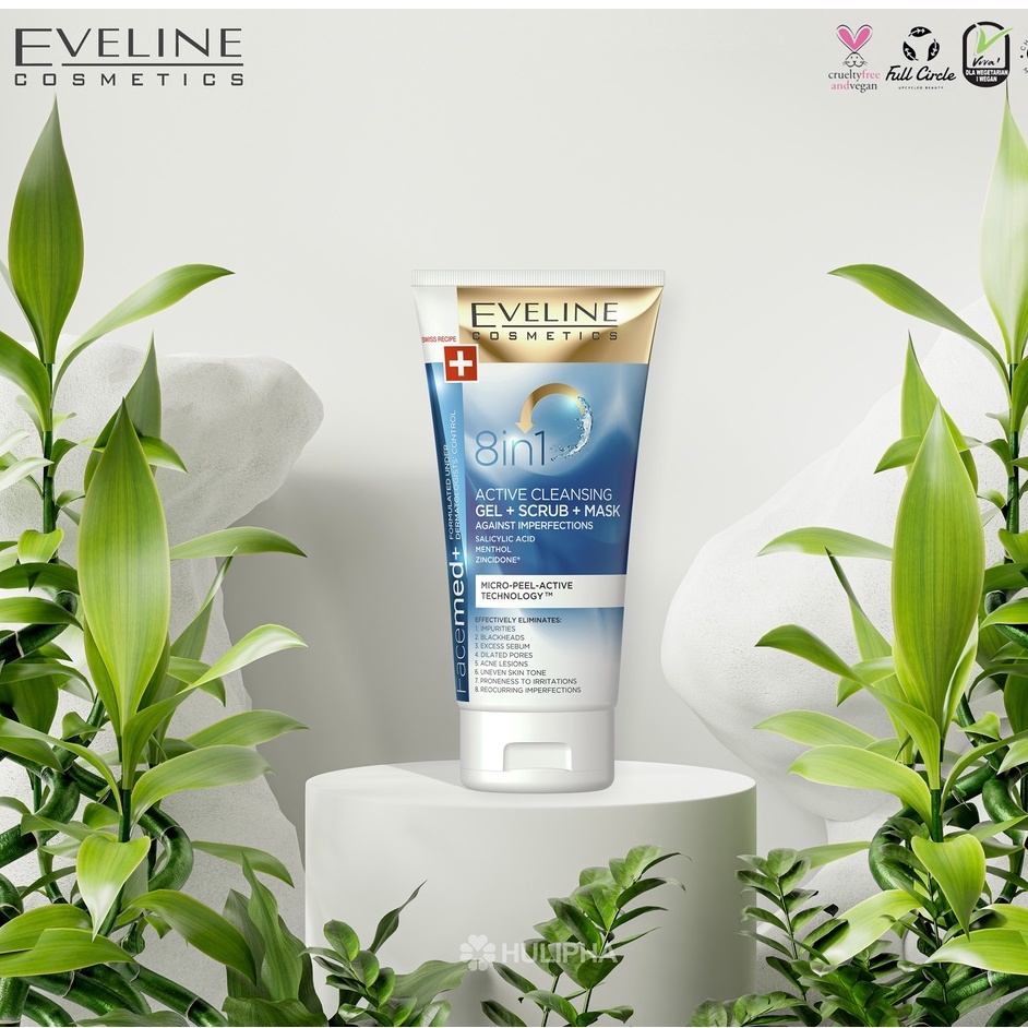 Eveline Gel rửa mặt Active Cleansing Gel + Scrub + Mask 150ml