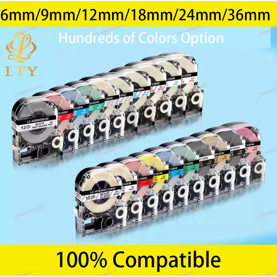 Băng nhãn 9mm/12mm tương thích với máy in nhãn Kingjim EPSON LW-300 LW-400 LW-600P LW-700 LC-4WB