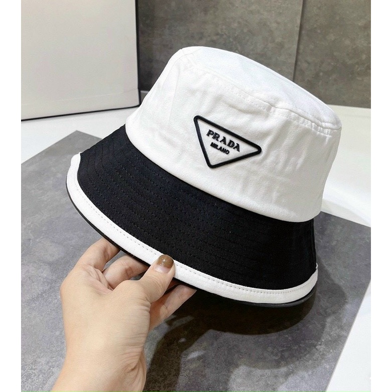 Mũ bucket P.RADA  đen trắng, vành nón cụp nam nữ phong cách thời trang thích hợp đi học đi chơi, Hayna Hats M28