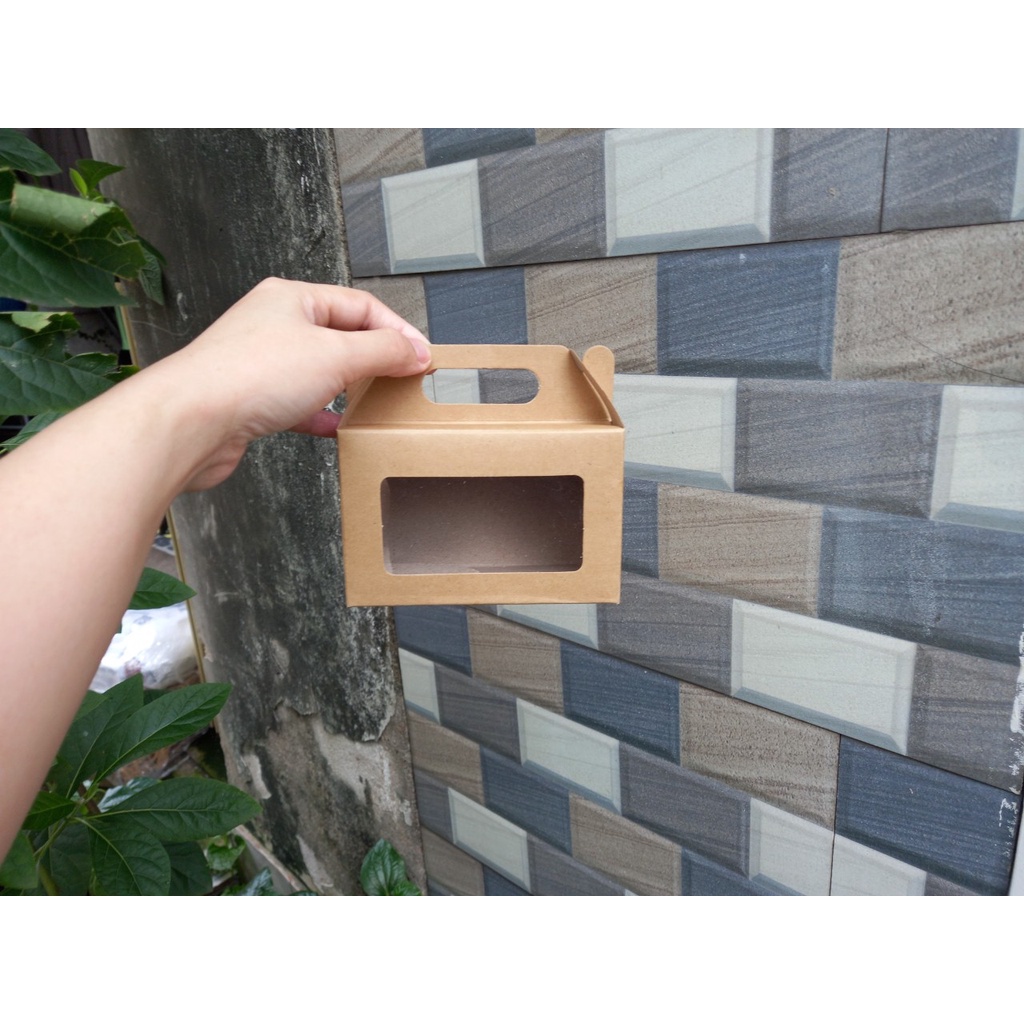 50 cái - Hộp giấy kraft mặt kính đựng quà cưới,bánh kẹo mỹ phẩm,đựng 2 hũ yến chưng 70ml,80ml - Hộp B2 - Kraft nâu