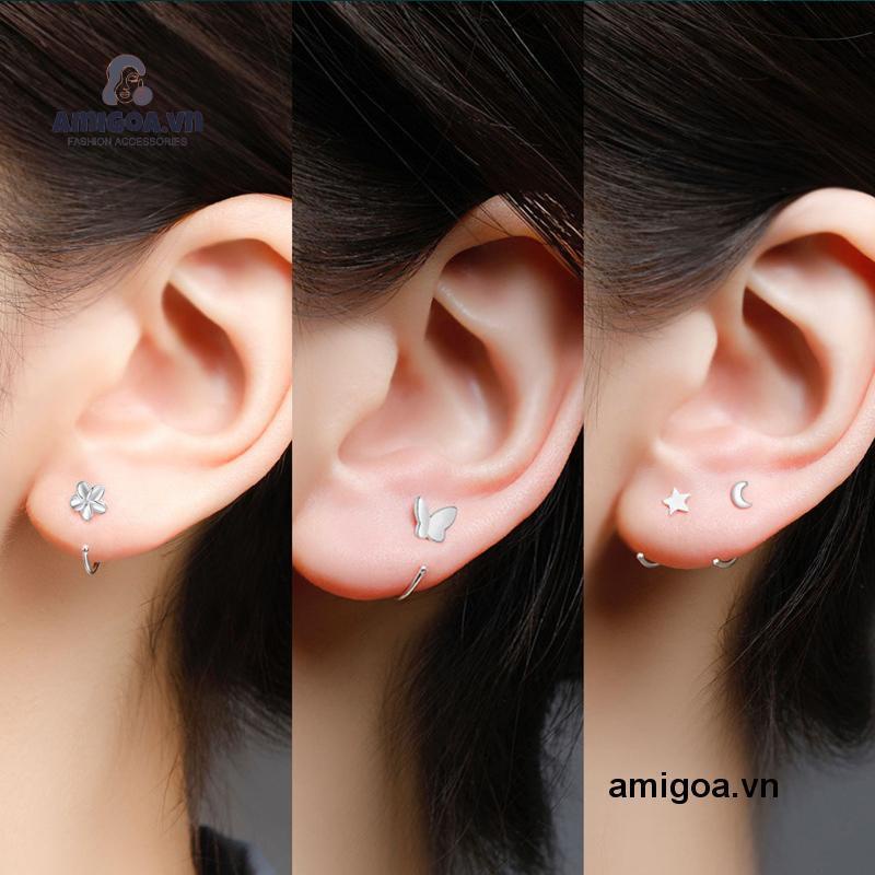 ✨✨Bông tai mạ bạc hình bướm đơn giản phong cách ngọt ngào thời trang Hàn Quốc cho nữ