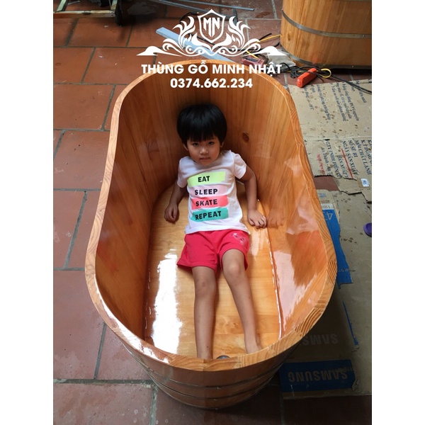 Bồn tắm gỗ mini- bồn tắm gỗ cho bé gỗ thông nhập khẩu