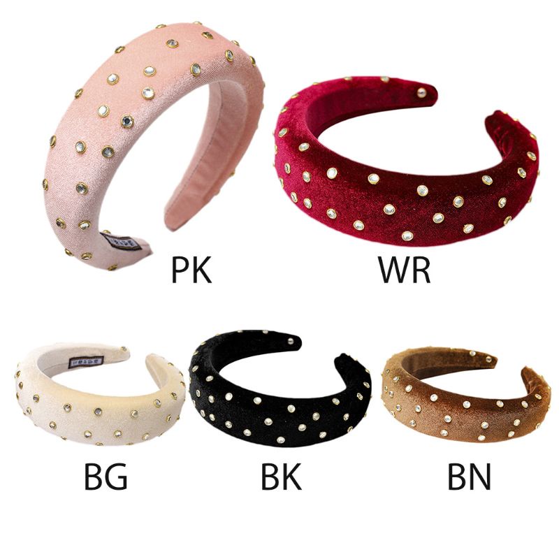 Băng Đô Cài Tóc Có Mút Xốp Dày Dặn Màu Trơn Lấp Lánh Cho Nữ