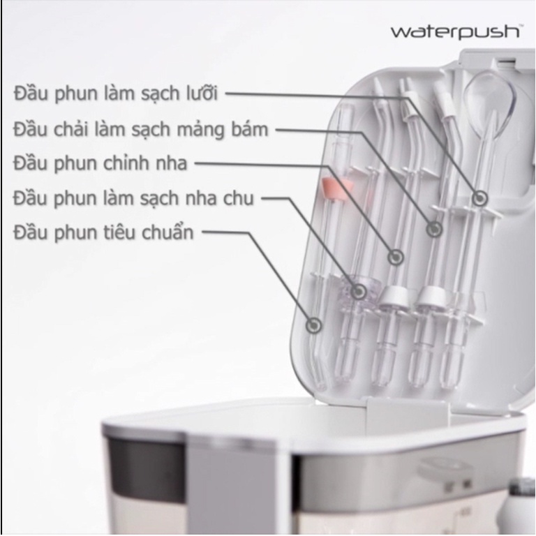 Combo Máy tăm nước Gia Đình WaterPush 1912 + Kem đánh răng Phoca chính hãng Thái Lan