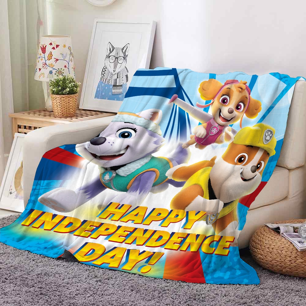 Chăn flannel Giữ Ấm Họa Tiết Chú Chó Cứu Hộ Xinh Xắn Dành Cho Bé