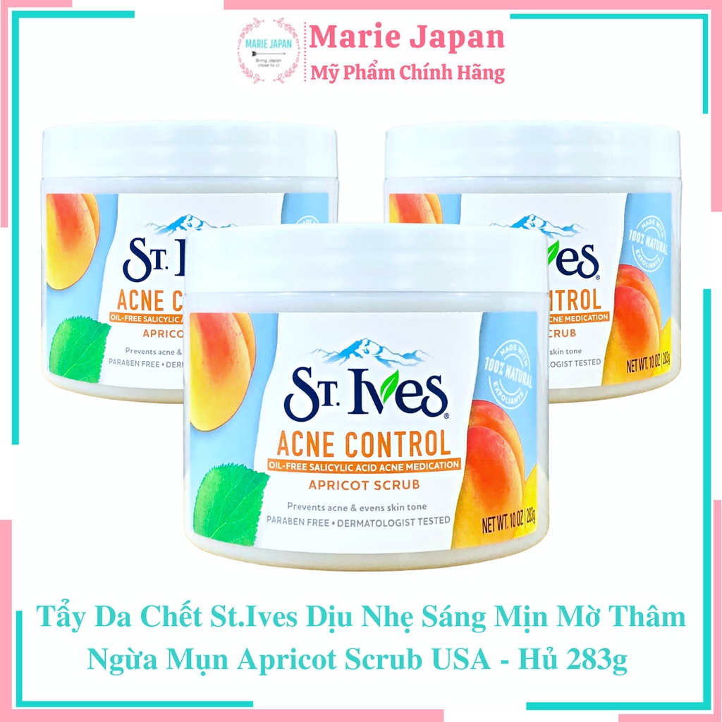 Tẩy Da Chết St.Ives Dịu Nhẹ Sáng Mịn Mờ Thâm Ngừa Mụn Apricot Scrub USA - Hủ 283g