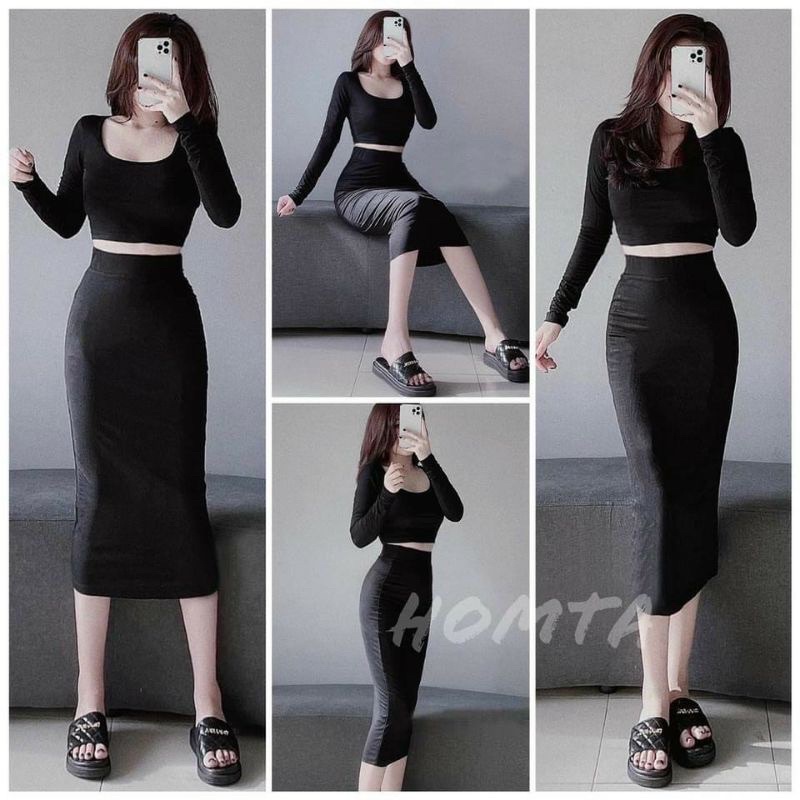 CHÂN VÁY THUN LỤA DÁNG BÚT CHÌ
