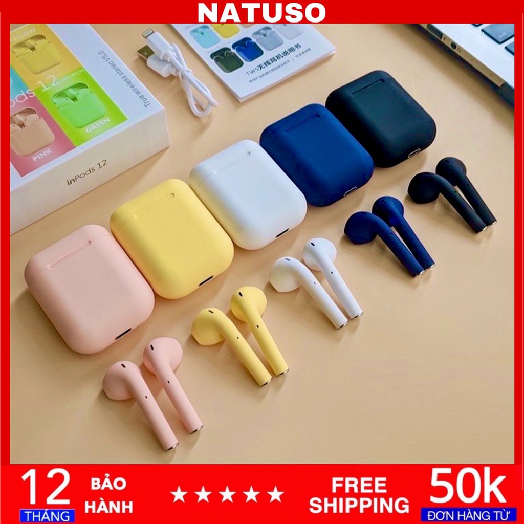 Tai nghe bluetooth không dây Inpods i12 TWS cảm ứng | Vỏ bảo vệ Bao đựng Case Airpod 1/2