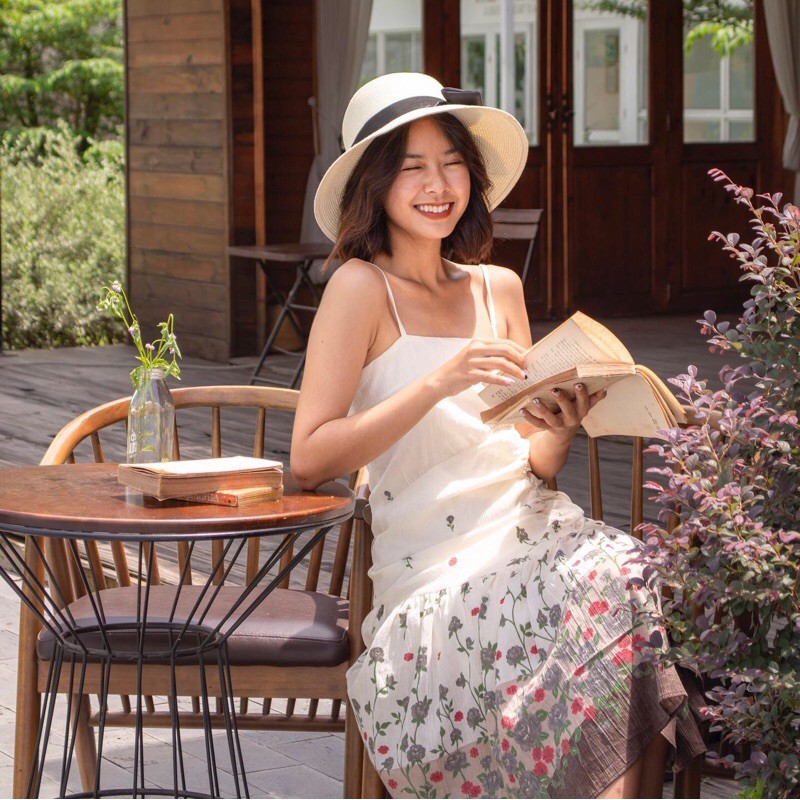 Đầm hai dây hoa vintage