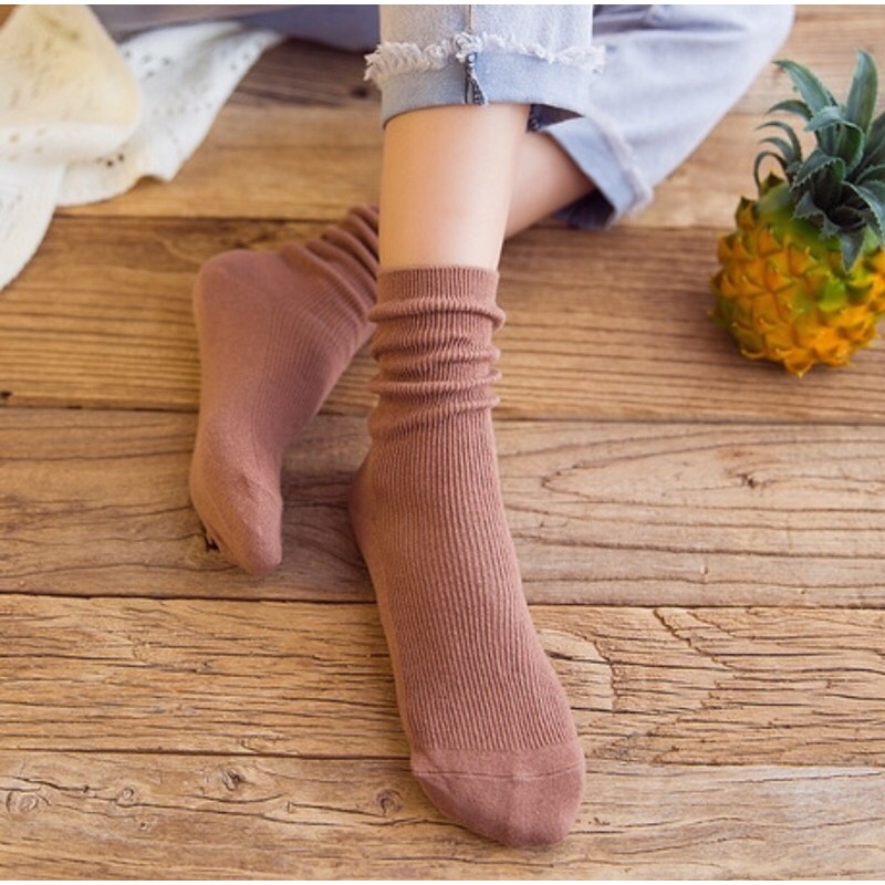 Tất Vớ Len Trơn Cao Cổ Phong Cách Vintage Hàn Quốc Cho Nam Và Nữ Nhiều Màu Hàng Quảng Châu Chất Len Mịn Đẹp Mơ House