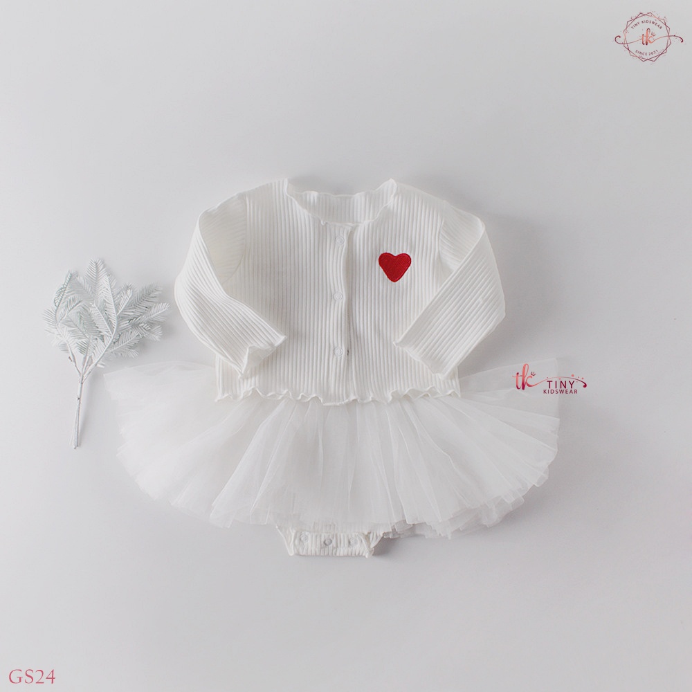 Váy công chúa đầy tháng, thôi nôi, đầm sát nách kèm áo khoác cardigan mỏng cho bé gái từ 5-11kg [GS24]